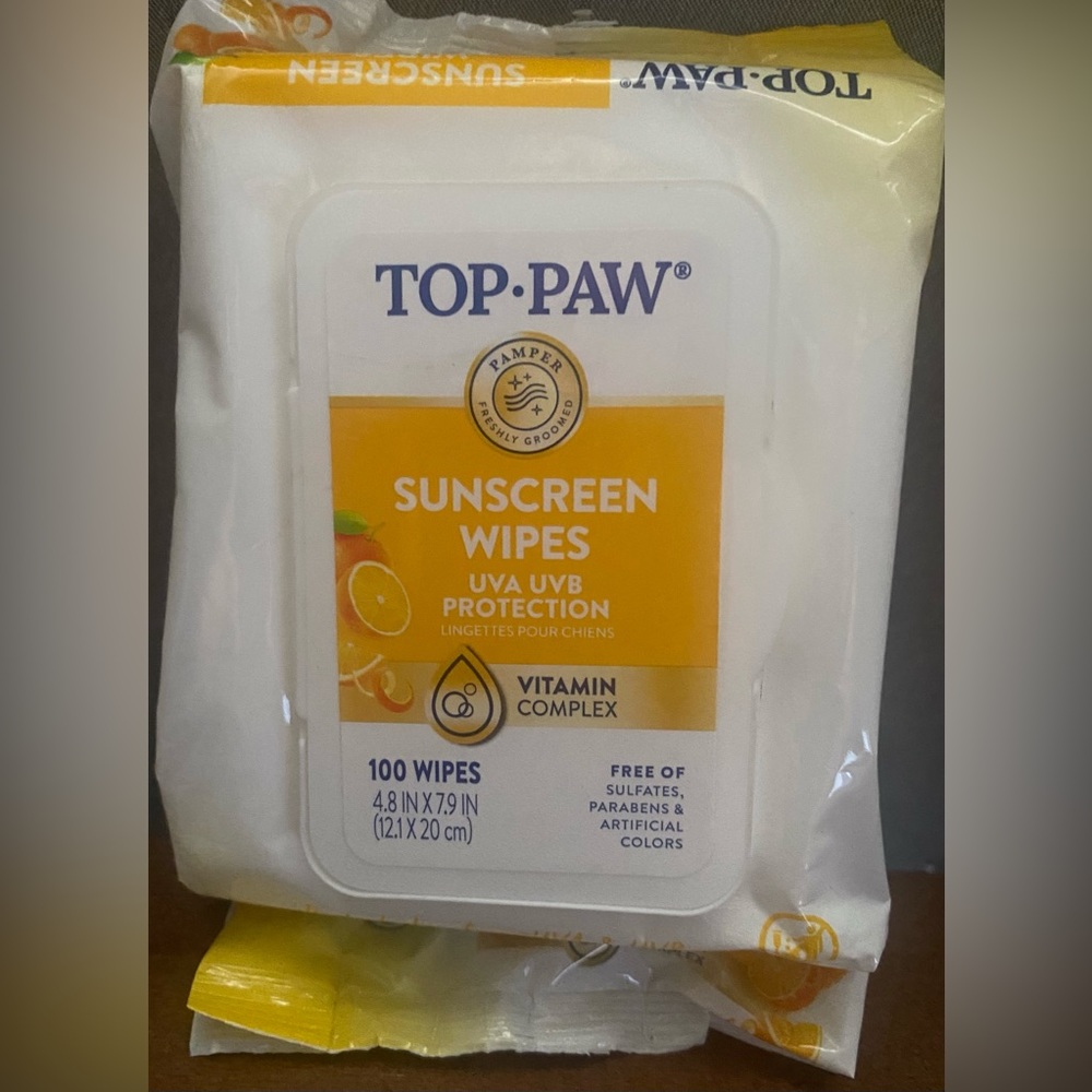 Top paw, sunscreen, wipes